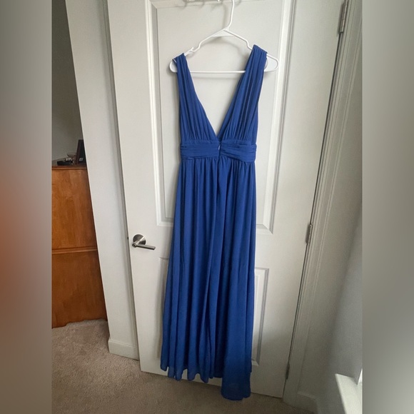 Like New Lulus Royal Blue Heavenly Hues Maxi Dress Deep V-neck Slit Size Small - Picture 5 of 6